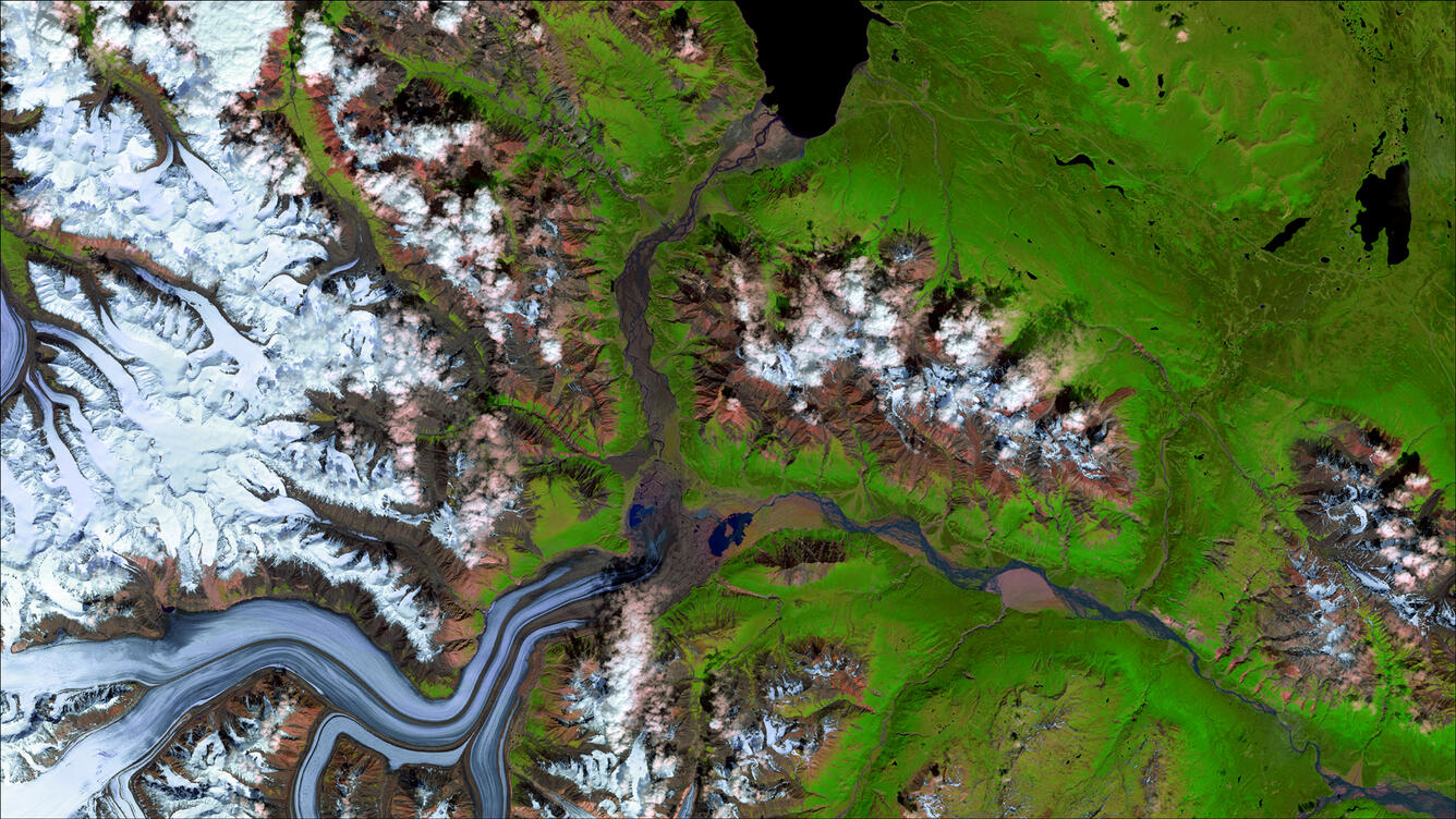 Kaskawulsh Glacier, Yukon Territory, Canada, Landsat 8, taken July 4, 2016