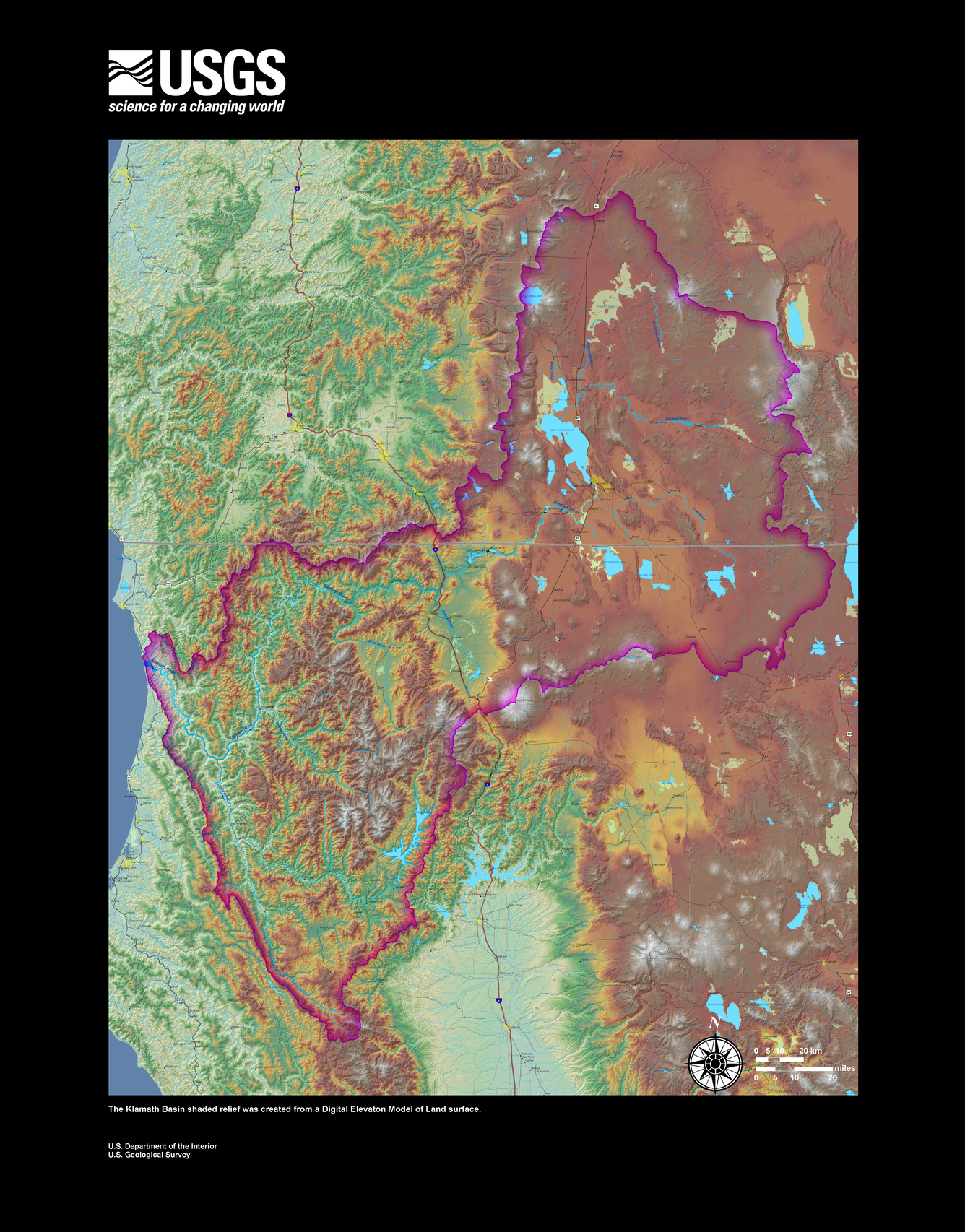 Shaded Relief Image of the Klamath Basin