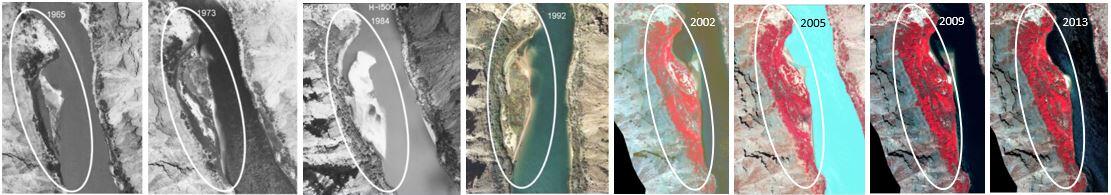 Repeat aerial photography of a beach in Grand Canyon