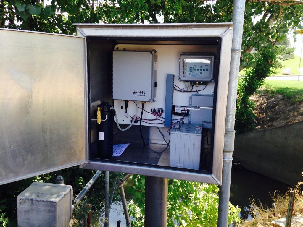 Inside of new shelter showing instrumentation at L Cottonwood Ck gage