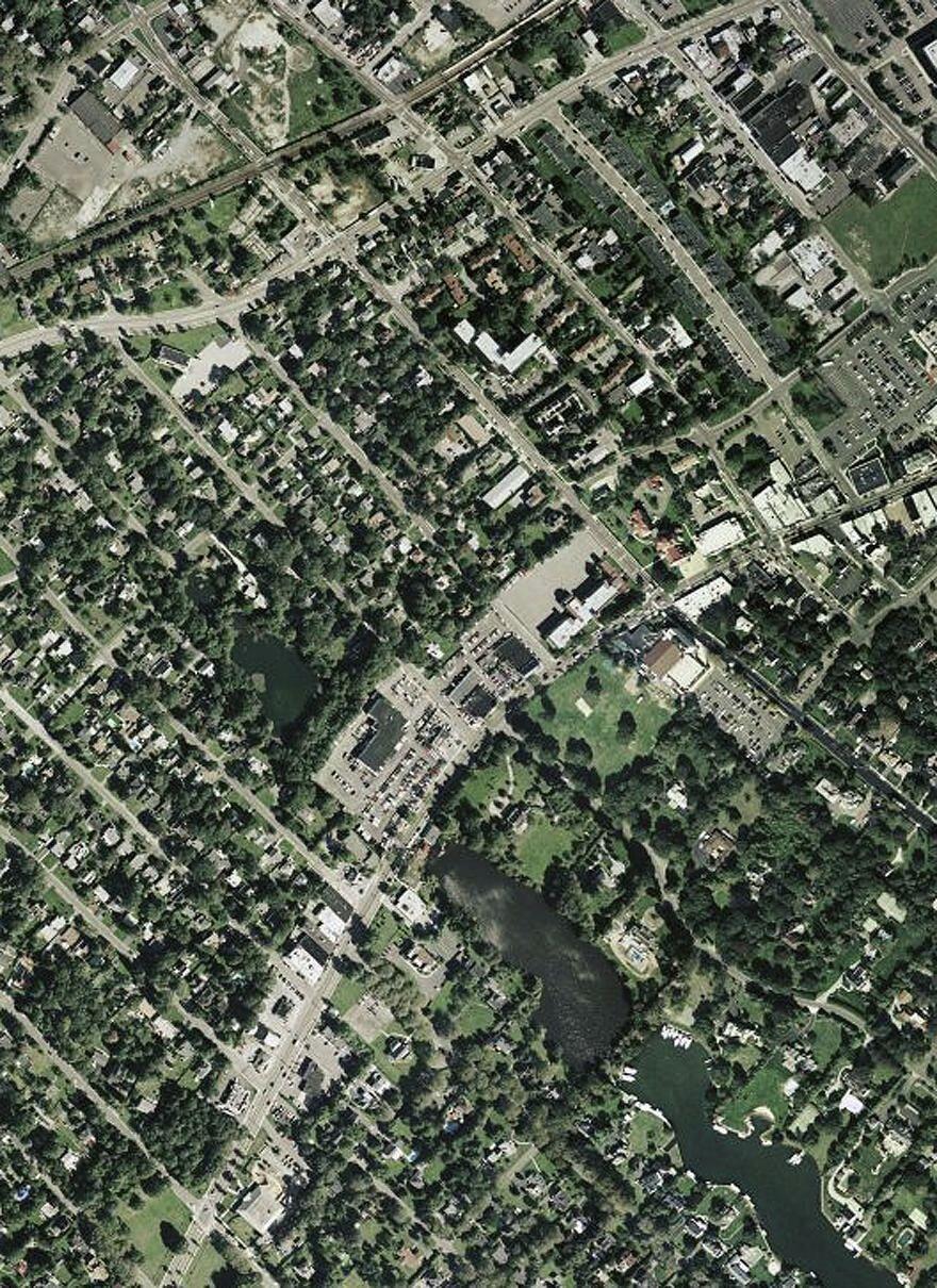 buildings and landscape from an aerial view