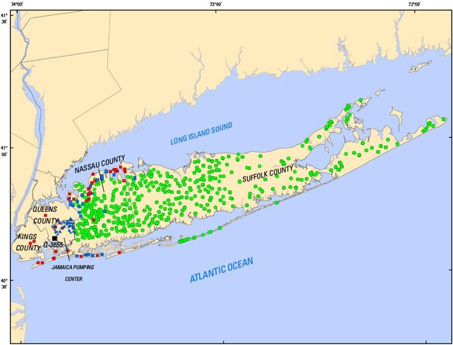 map of monitoring sites on Long Island