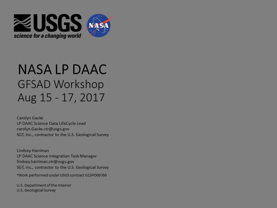 NASA LP DAAC GFSAD Workshop