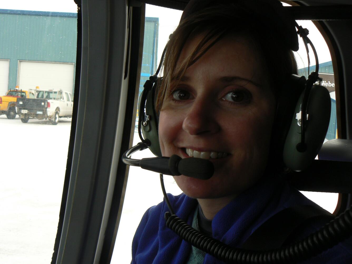 Getting ready for take off to visit caribou cratering areas.