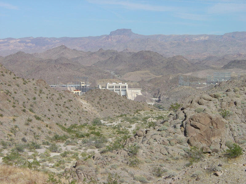 This is a photo of a view looking east toward Davis Dam.