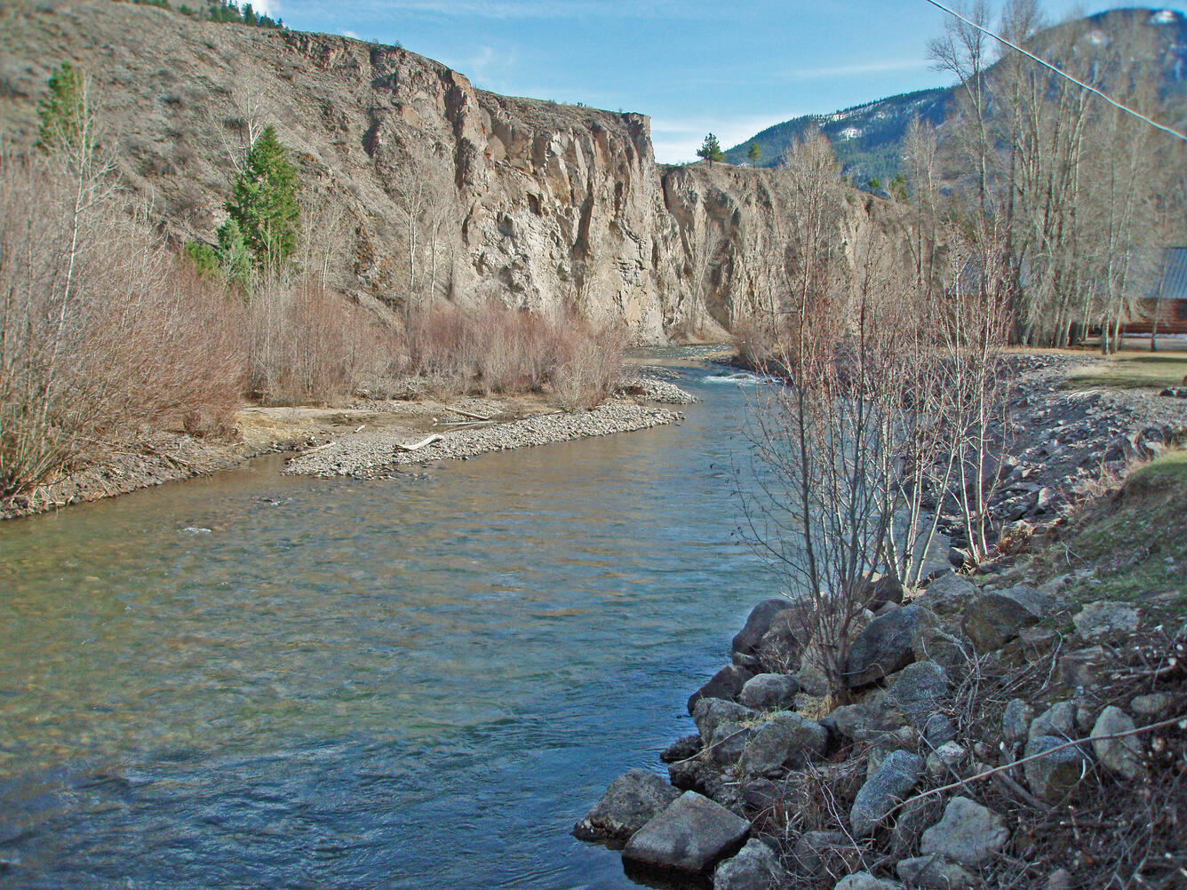 Lake Fork of the Gunnison near Lake City, April 2012, looking upstream, Cross Section 1