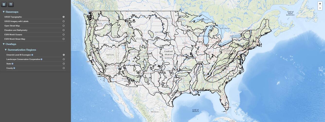 Default map of the GAP Land Cover Viewer