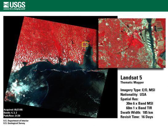 Landsat 5 image of Hurricane Katrina damage