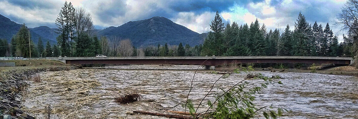 High flow on Lightning Creek at Clark Fork, Idaho, December 2015