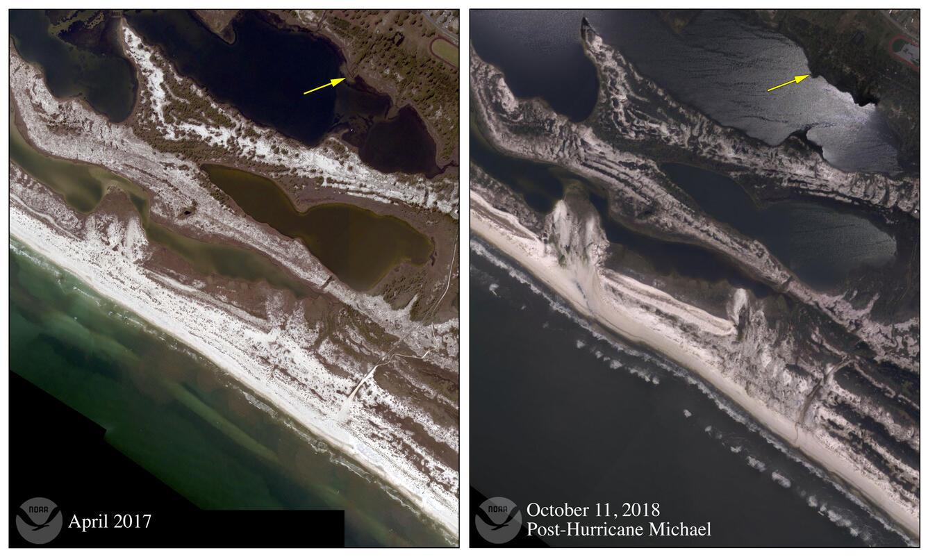 Before and after photos show Hurricane Michael's devastation along the Florida panhandle. 