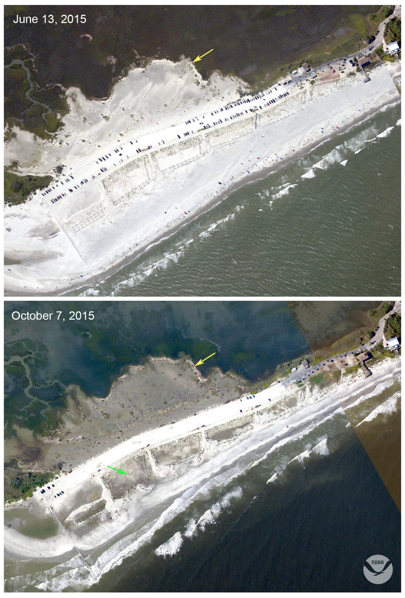 Waves and surge from Hurricane Joaquin eroded the beach