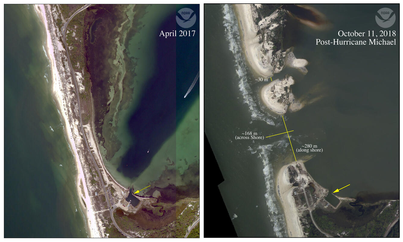 Before and after photos show Hurricane Michael's devastation along the Florida panhandle.