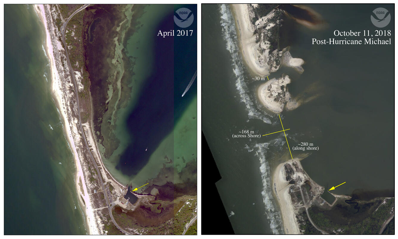 Before and after photos show Hurricane Michael's devastation along the Florida panhandle.