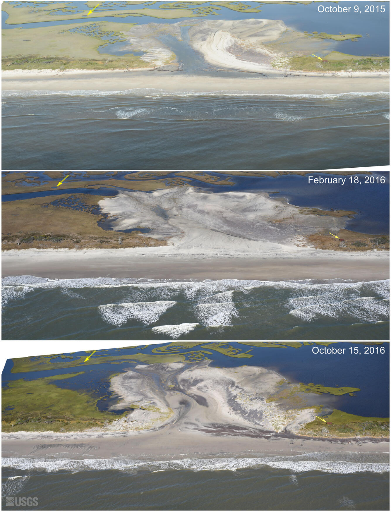 Storm waves and surge have repeatedly overwashed the dunes