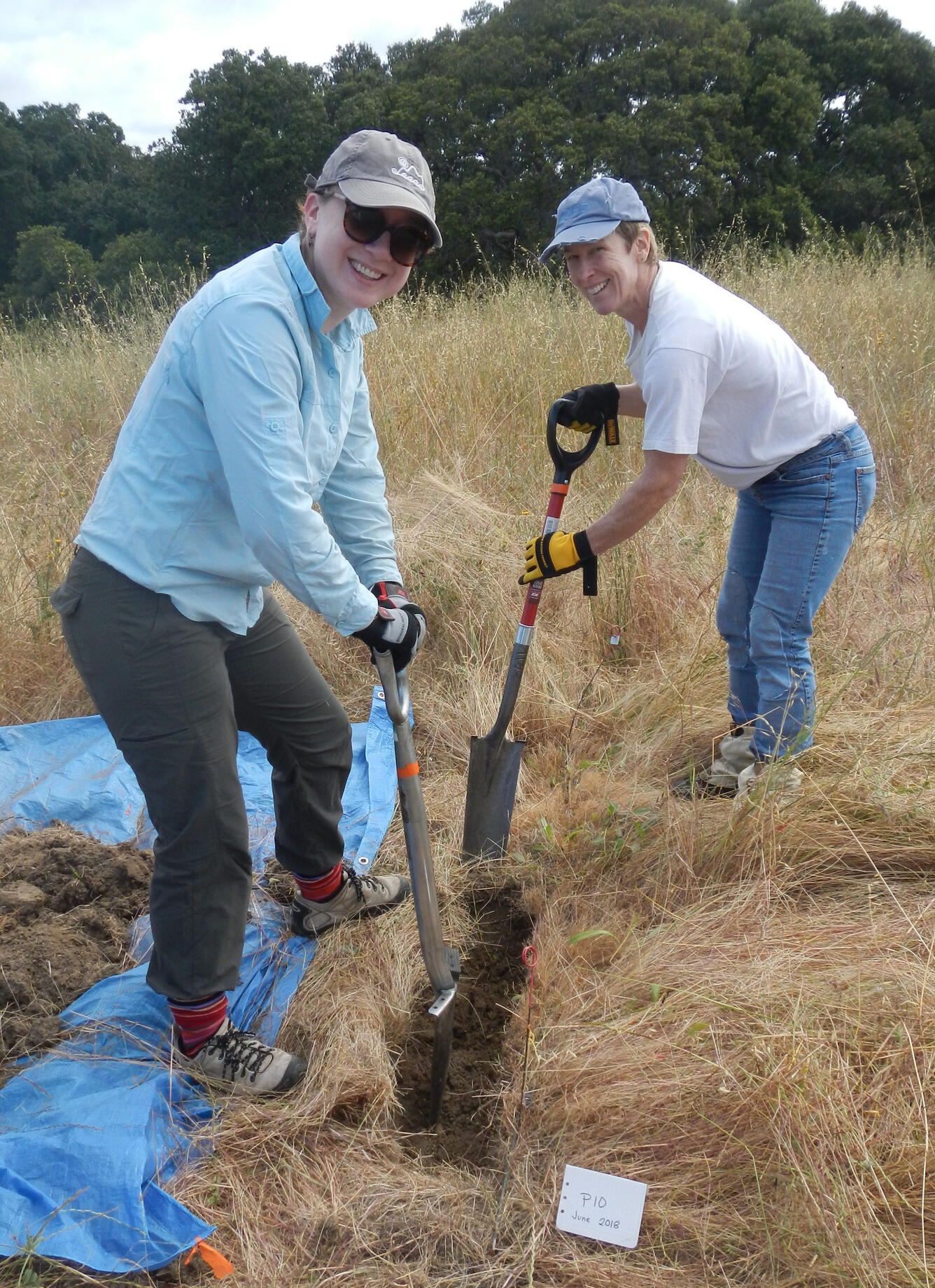 Scientists dig samples of soil and minerals