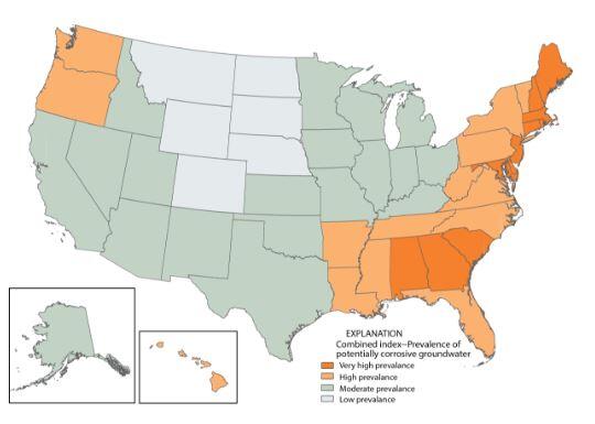 Map of the United States Depicting Areas of Contaminated Groundwater