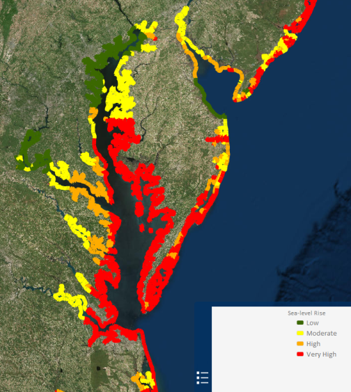 Sea Level Rise Index on Delmarva Peninsula