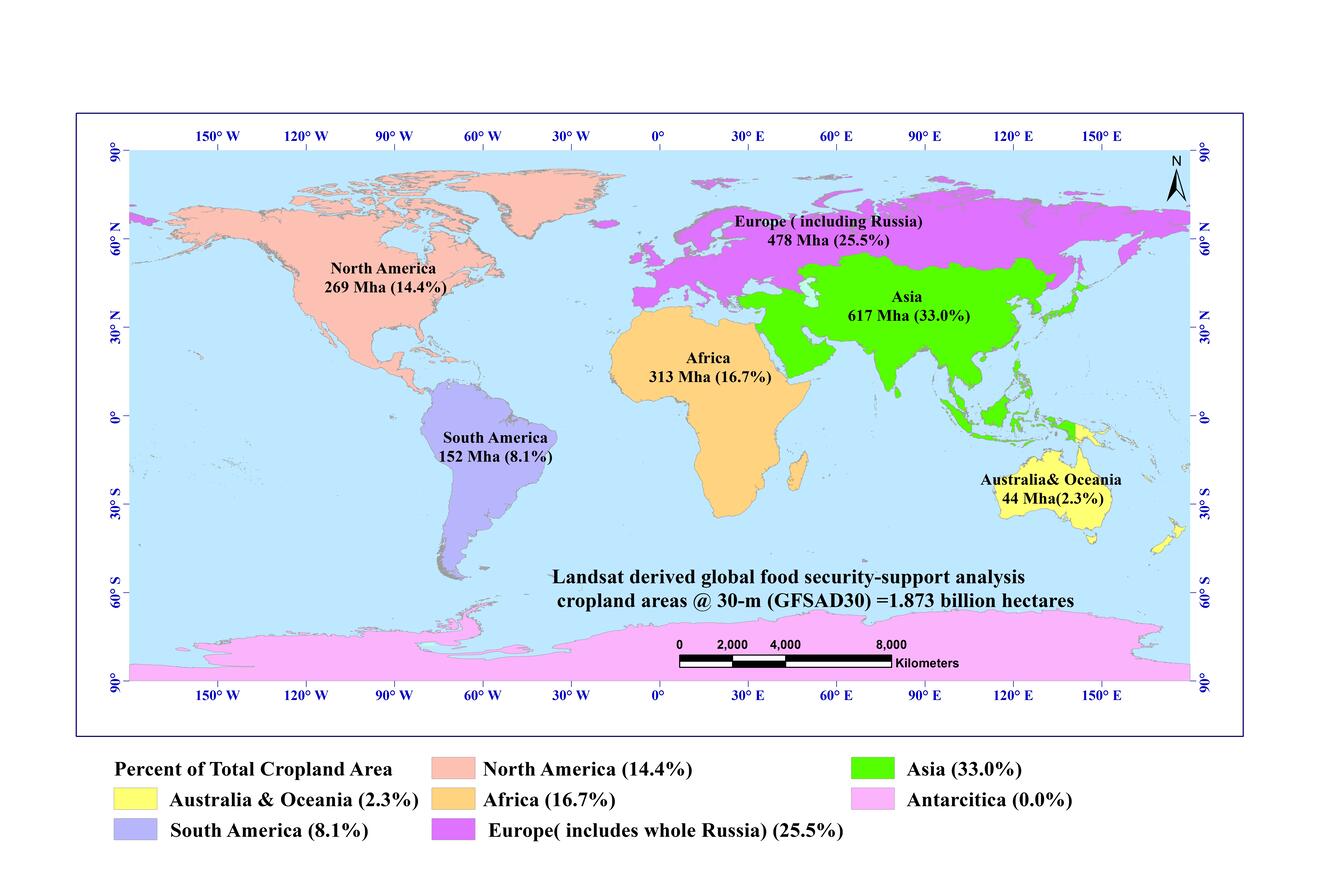 Cropland by Continent