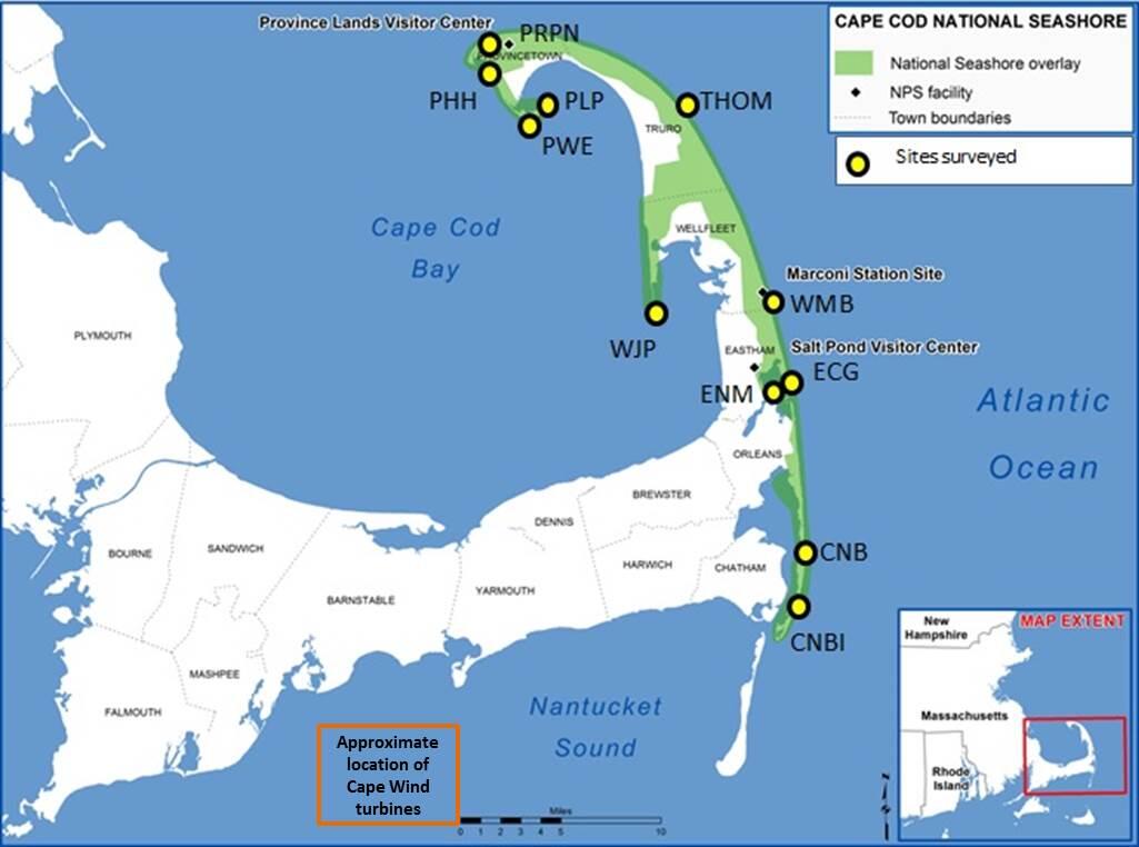 Staging locations in Cape Cod National Seashore