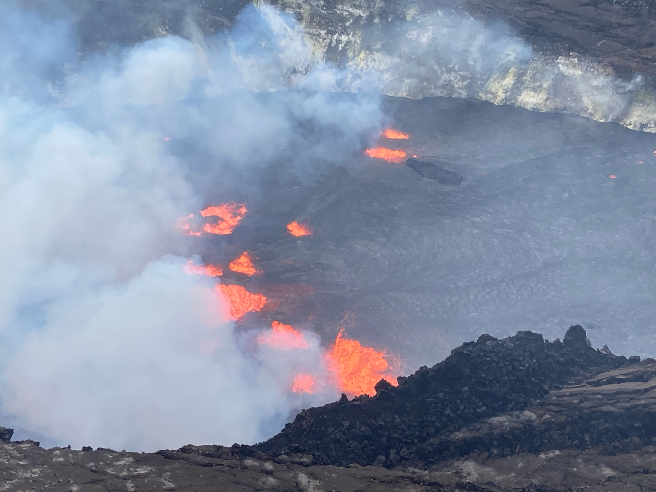 Color photograph of fissure eruption