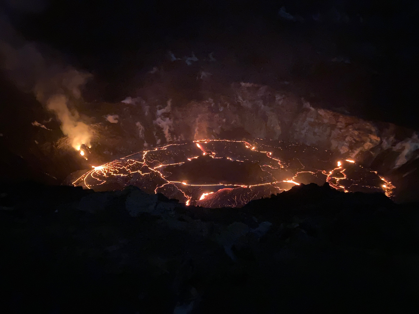 Color photograph of lava lake