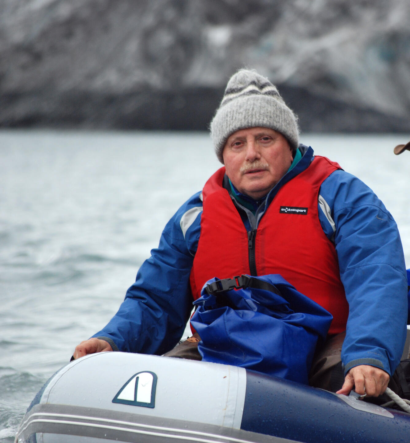 Bruce Molnia near the terminus of Coxe Glacier in Prince William Sound, Alaska