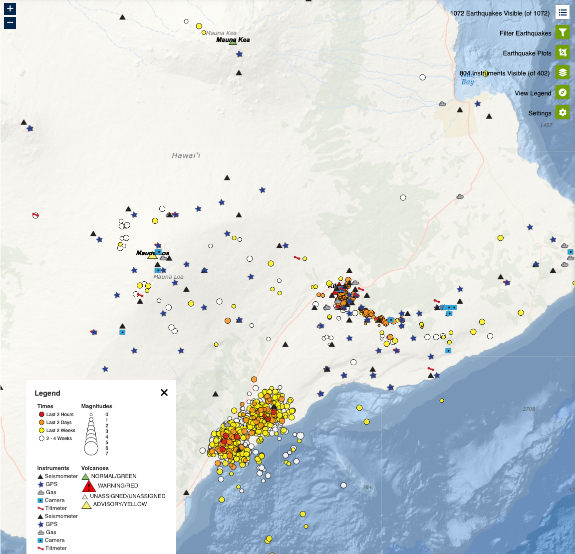 example monitoring map for Kilauea