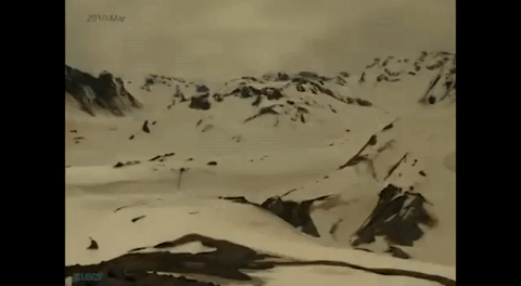 Animated image of a time lapse at Mount St. Helens' Glaciers