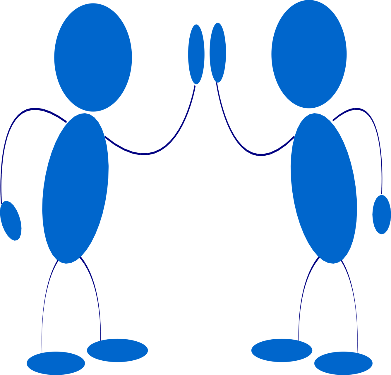 Two stick figures giving a high five