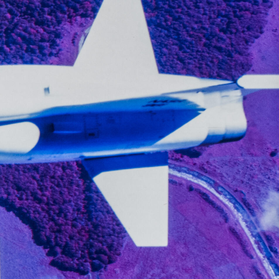 Infrared photo of plane in flight