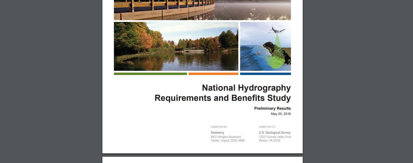 Screenshot of title page of the National Hydrography Requirements and Benefits Study