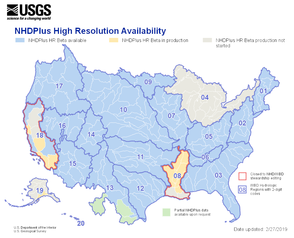 NHD Plus HR Status graphic 2/2019