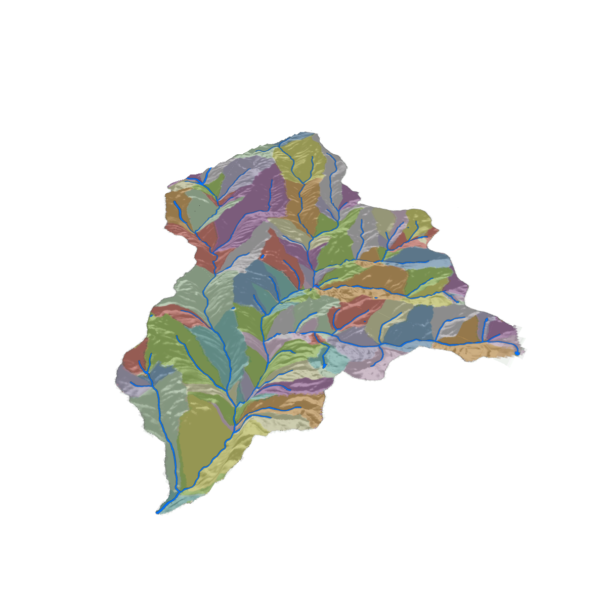 3D image of NHDPlus Catchments
