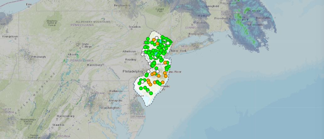 National Water Data Dashboard map highlighting New Jersey