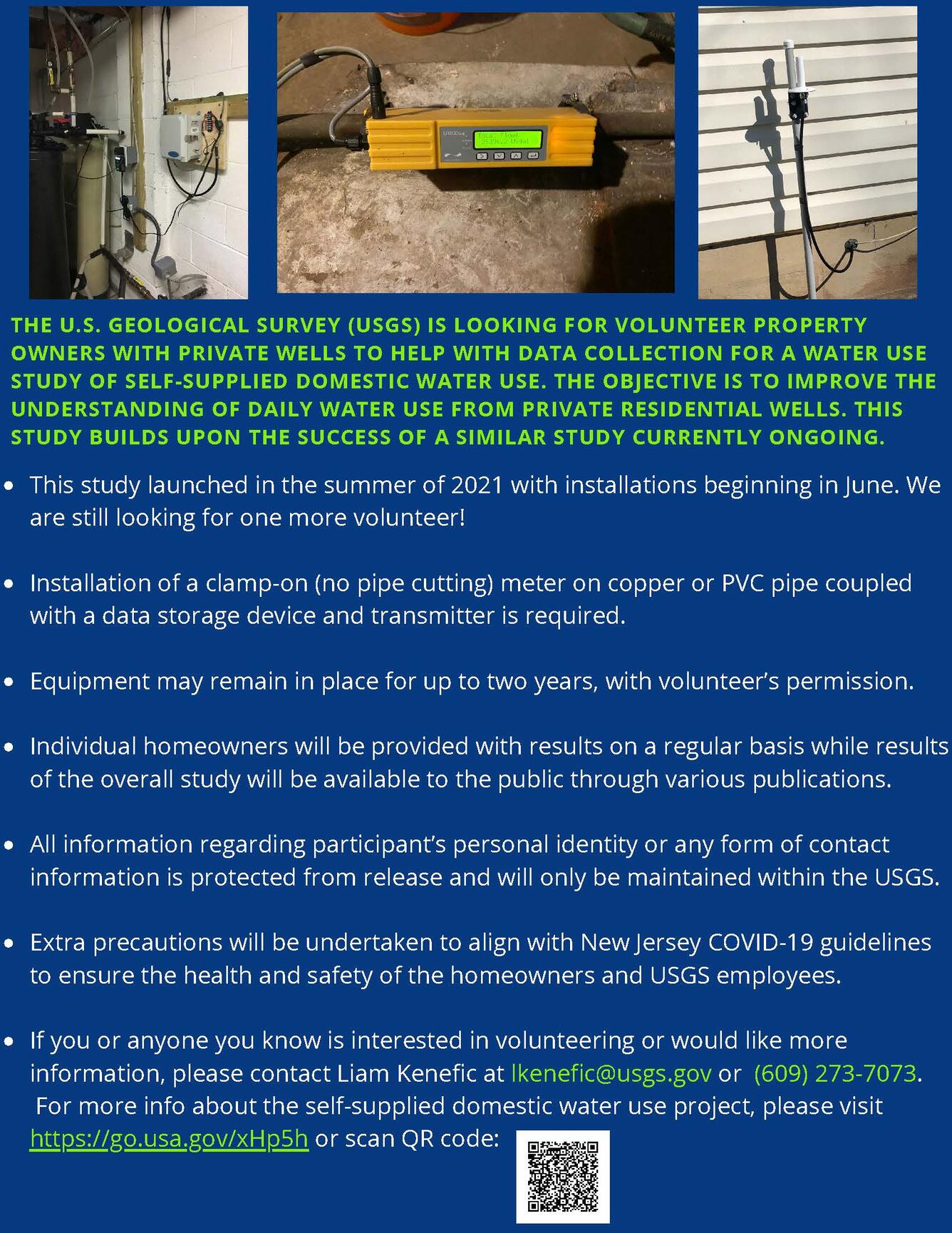 Flyer back presenting text details for requests for Domestic Well metering volunteers