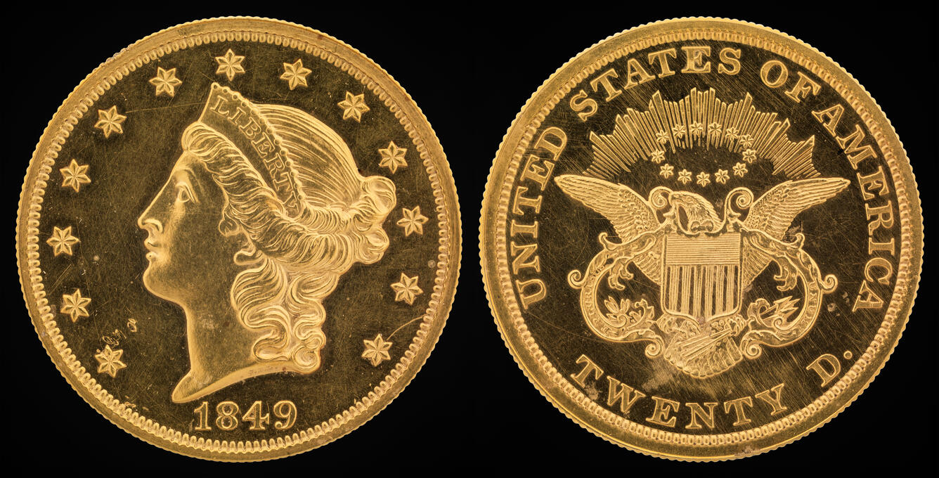 Image shows the front and back of a Liberty Head Dollar Coin