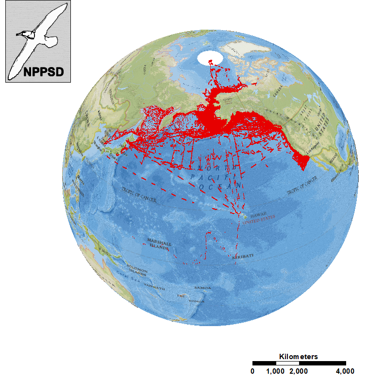 NPPSD v3 Map of samples throughout the north Pacific