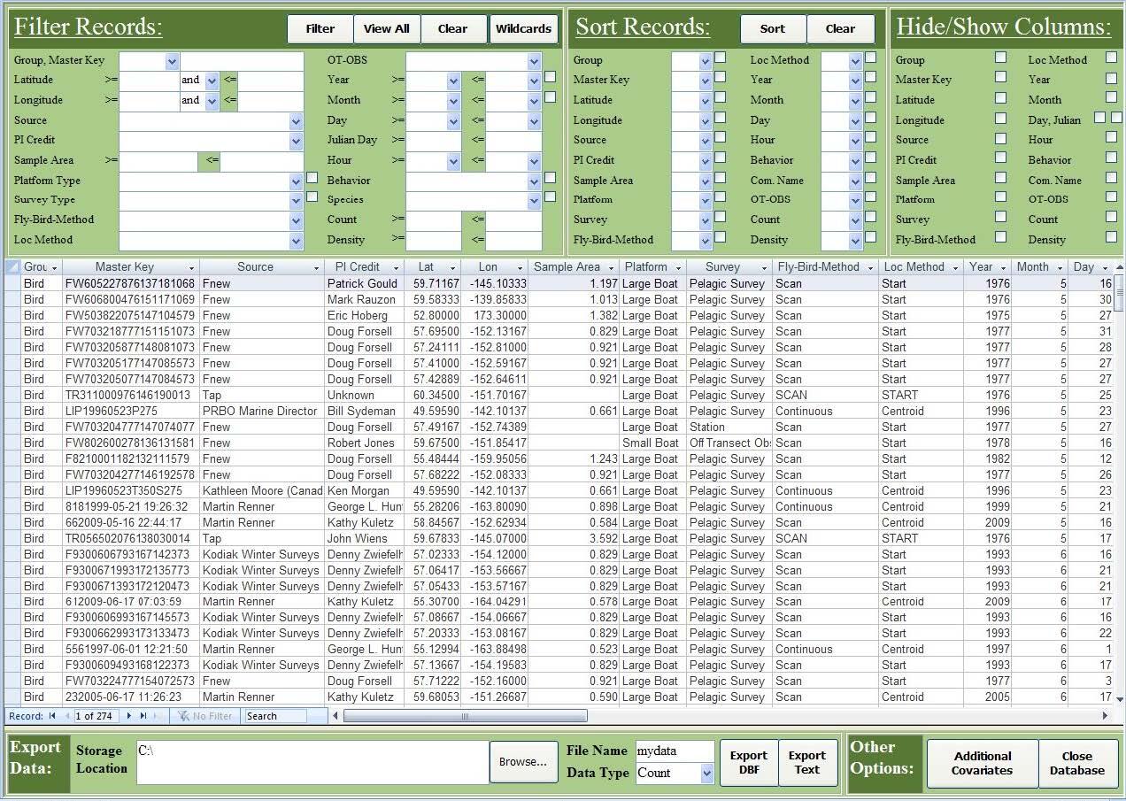 A screenshot of the NPPSD database main page