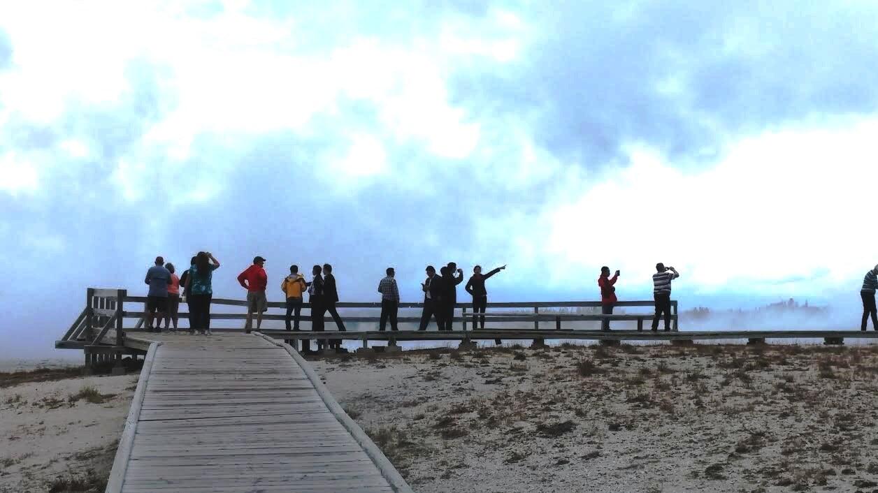 A crowd of people in a National Park. 