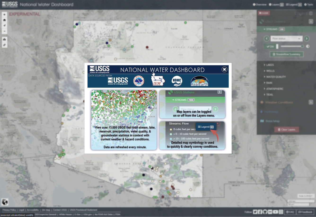 Screenshot of USGS National Water Dashboard
