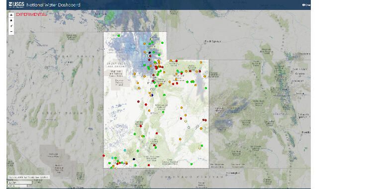 Thumbnail image of the National Water Dashboard showing UT only