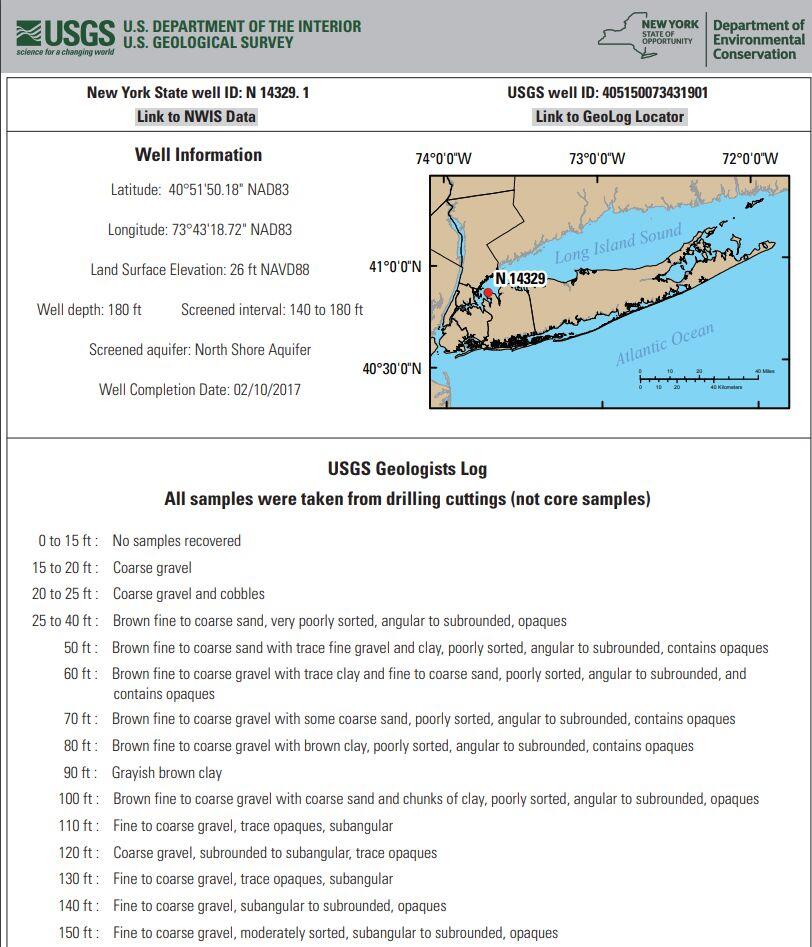 text of well log and map showing well location