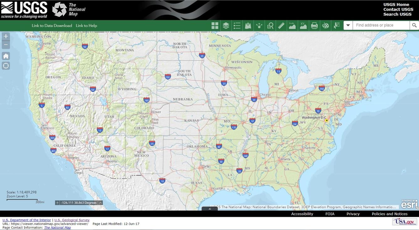 Screen shot of The National Map Viewer