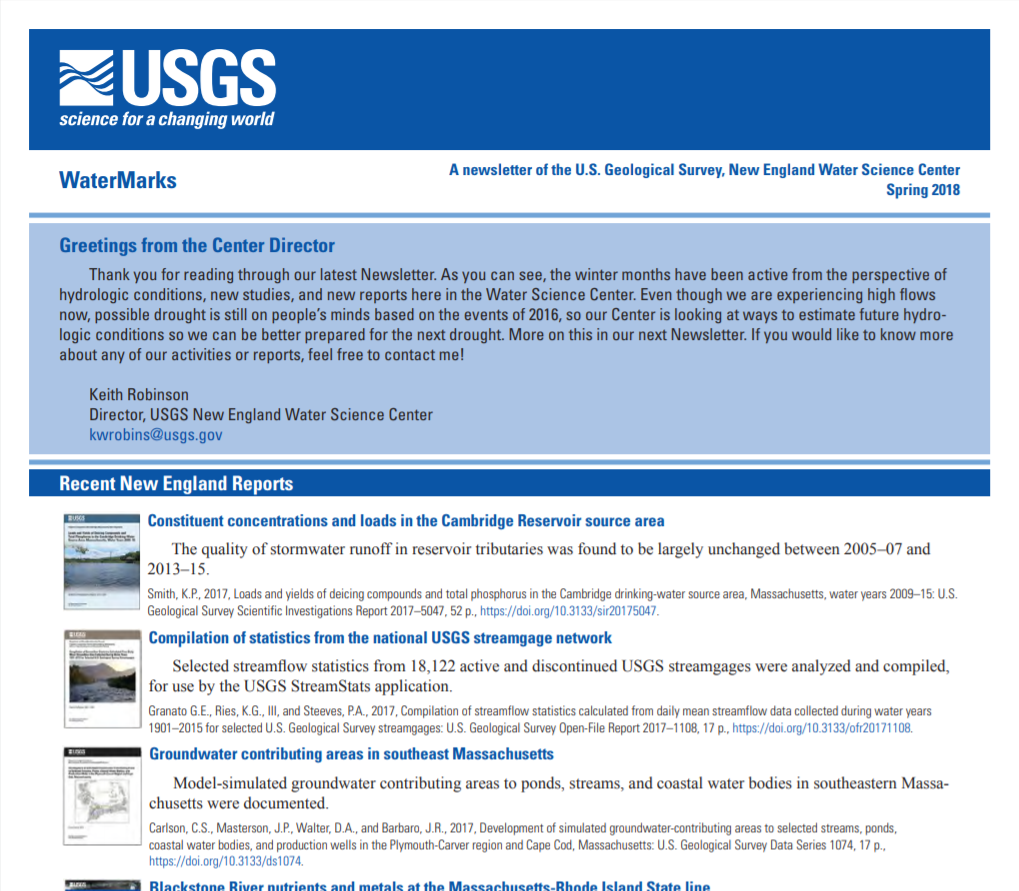 New England Newsletter Spring 2018 cover