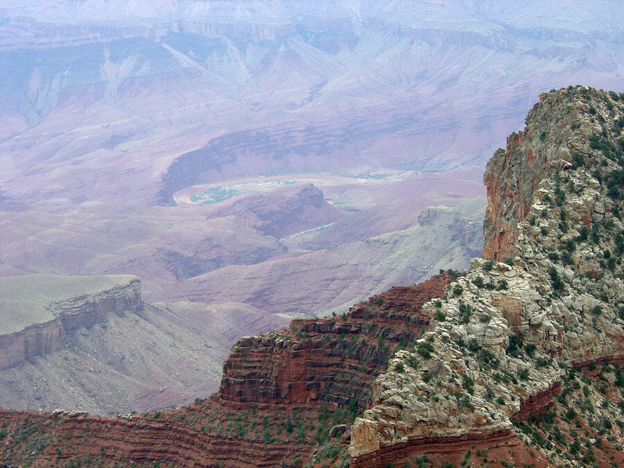 This is a photo of a zoomed-in view of the muddy Colorado River as seen from Cape Royal.