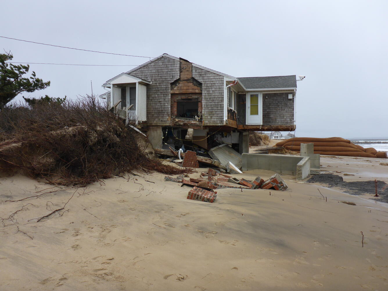 Sandwich, MA, house sustained major damage to the fireplace and foundation