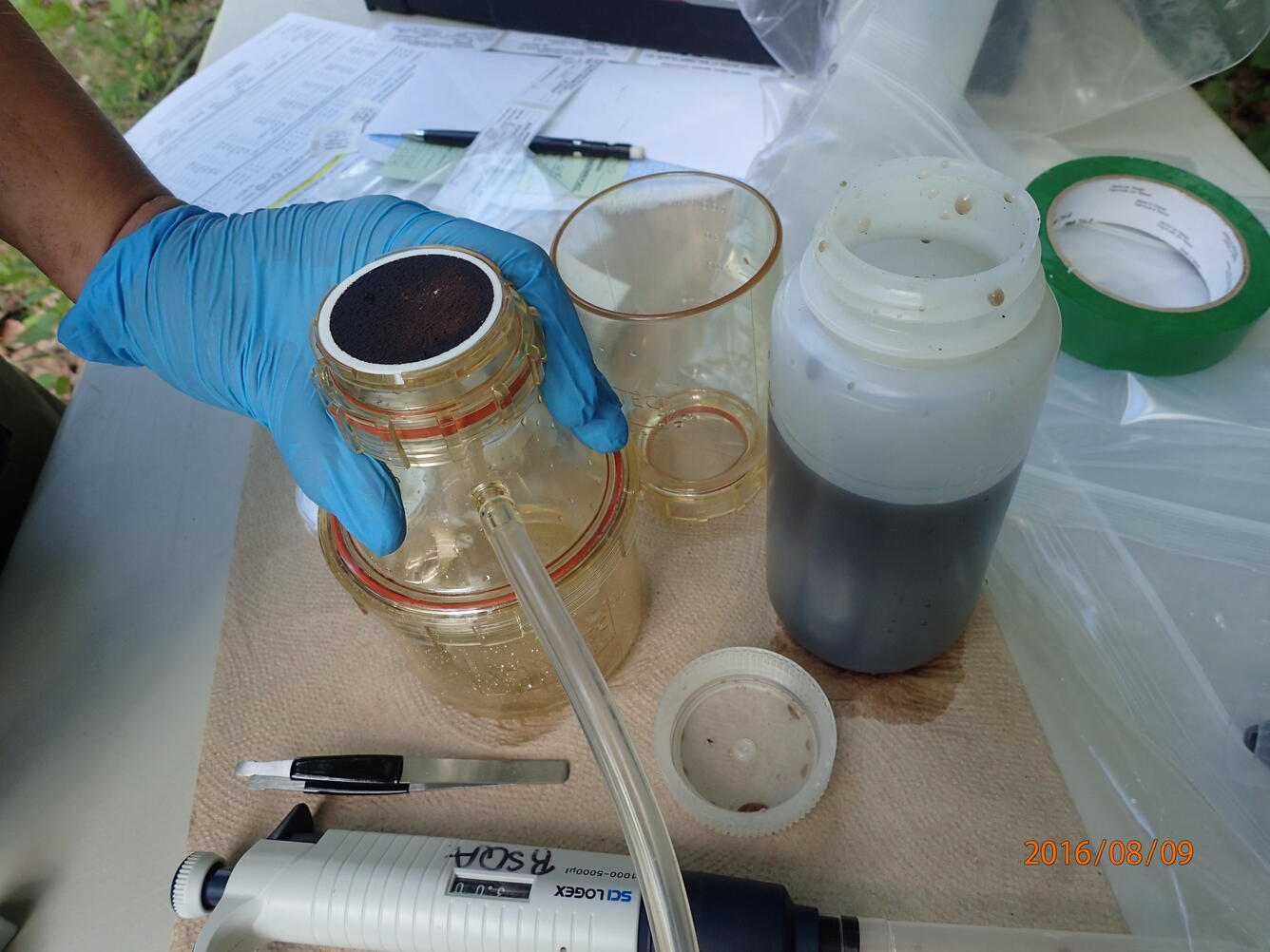 Preparing water quality sample during NESQA ecological surveys
