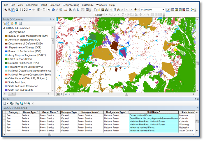 Screen shot, improved Protected Area Database homepage