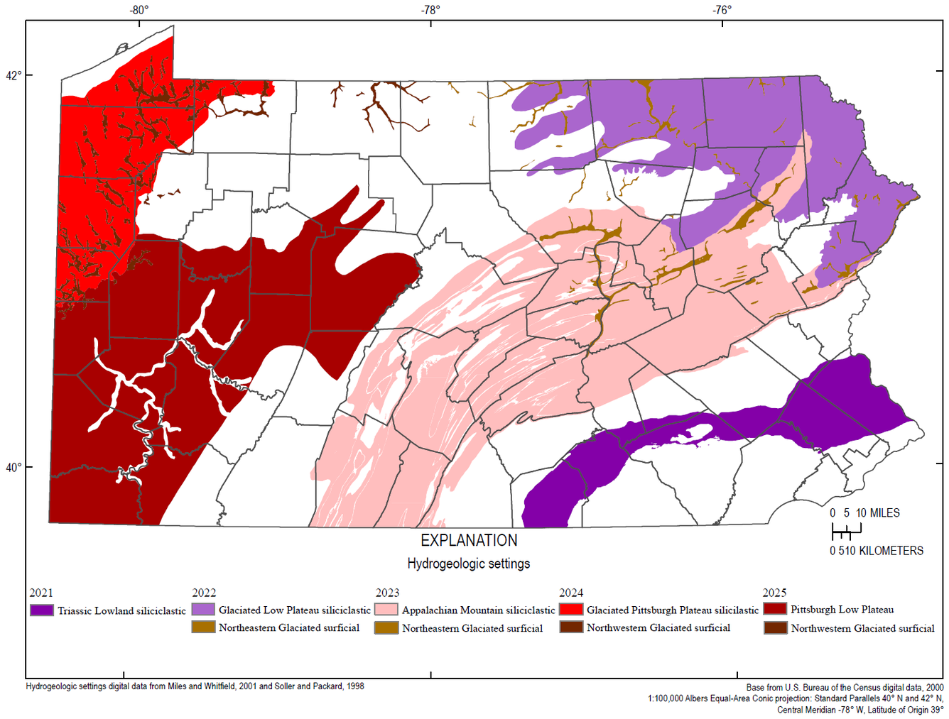 Map of hydrogeologic zones of Pennsylvania to be sampled for pesticides