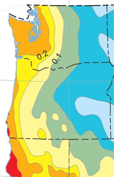 Pacific NW map with color contours